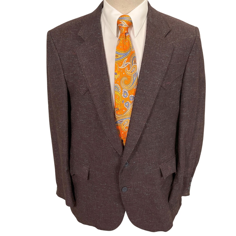 Circle S Blazer Mens 44R Burgundy Western Yoke Rockabilly Tweed Rancher USA